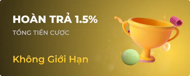 Chương trình hoàn trả 1.5% không giới hạn tại 188BET